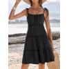 imageCaracilia Sundress for Women 2025 Summer Casual Travel Vacation Beach Cover Ups Floral Spaghetti Strap Flowy Cute Mini DressBlack
