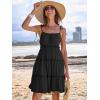 imageCaracilia Sundress for Women 2025 Summer Casual Travel Vacation Beach Cover Ups Floral Spaghetti Strap Flowy Cute Mini DressBlack