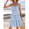 imageCaracilia Sundress for Women 2025 Summer Casual Travel Vacation Beach Cover Ups Floral Spaghetti Strap Flowy Cute Mini DressBlue Flower