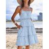 imageCaracilia Sundress for Women 2025 Summer Casual Travel Vacation Beach Cover Ups Floral Spaghetti Strap Flowy Cute Mini DressBlue Flower
