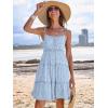 imageCaracilia Sundress for Women 2025 Summer Casual Travel Vacation Beach Cover Ups Floral Spaghetti Strap Flowy Cute Mini DressBlue Flower