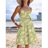 imageCaracilia Sundress for Women 2025 Summer Casual Travel Vacation Beach Cover Ups Floral Spaghetti Strap Flowy Cute Mini DressGreen Flower