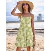 imageCaracilia Sundress for Women 2025 Summer Casual Travel Vacation Beach Cover Ups Floral Spaghetti Strap Flowy Cute Mini DressGreen Flower