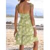 imageCaracilia Sundress for Women 2025 Summer Casual Travel Vacation Beach Cover Ups Floral Spaghetti Strap Flowy Cute Mini DressGreen Flower