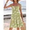 imageCaracilia Sundress for Women 2025 Summer Casual Travel Vacation Beach Cover Ups Floral Spaghetti Strap Flowy Cute Mini DressGreen Flower
