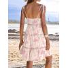 imageCaracilia Sundress for Women 2025 Summer Casual Travel Vacation Beach Cover Ups Floral Spaghetti Strap Flowy Cute Mini DressPink Flower