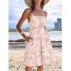 imageCaracilia Sundress for Women 2025 Summer Casual Travel Vacation Beach Cover Ups Floral Spaghetti Strap Flowy Cute Mini DressPink Flower