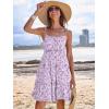imageCaracilia Sundress for Women 2025 Summer Casual Travel Vacation Beach Cover Ups Floral Spaghetti Strap Flowy Cute Mini DressPurple Flower