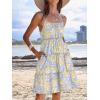 imageCaracilia Sundress for Women 2025 Summer Casual Travel Vacation Beach Cover Ups Floral Spaghetti Strap Flowy Cute Mini DressYellow Flower