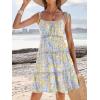 imageCaracilia Sundress for Women 2025 Summer Casual Travel Vacation Beach Cover Ups Floral Spaghetti Strap Flowy Cute Mini DressYellow Flower