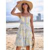 imageCaracilia Sundress for Women 2025 Summer Casual Travel Vacation Beach Cover Ups Floral Spaghetti Strap Flowy Cute Mini DressYellow Flower