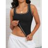 imageCaracilia Tank Top for Women Summer Square Neck Sleeveless Ribbed Fitted Crop Tops 2025 Basic Workout OutfitsBlack