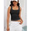 imageCaracilia Tank Top for Women Summer Square Neck Sleeveless Ribbed Fitted Crop Tops 2025 Basic Workout OutfitsBlack