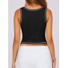 imageCaracilia Tank Top for Women Summer Square Neck Sleeveless Ribbed Fitted Crop Tops 2025 Basic Workout OutfitsBlack