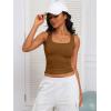 imageCaracilia Tank Top for Women Summer Square Neck Sleeveless Ribbed Fitted Crop Tops 2025 Basic Workout OutfitsBrown