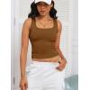 imageCaracilia Tank Top for Women Summer Square Neck Sleeveless Ribbed Fitted Crop Tops 2025 Basic Workout OutfitsBrown