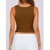 imageCaracilia Tank Top for Women Summer Square Neck Sleeveless Ribbed Fitted Crop Tops 2025 Basic Workout OutfitsBrown