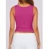 imageCaracilia Tank Top for Women Summer Square Neck Sleeveless Ribbed Fitted Crop Tops 2025 Basic Workout OutfitsHot Pink