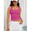 imageCaracilia Tank Top for Women Summer Square Neck Sleeveless Ribbed Fitted Crop Tops 2025 Basic Workout OutfitsHot Pink