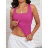 imageCaracilia Tank Top for Women Summer Square Neck Sleeveless Ribbed Fitted Crop Tops 2025 Basic Workout OutfitsHot Pink