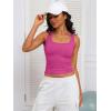 imageCaracilia Tank Top for Women Summer Square Neck Sleeveless Ribbed Fitted Crop Tops 2025 Basic Workout OutfitsHot Pink