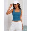 imageCaracilia Tank Top for Women Summer Square Neck Sleeveless Ribbed Fitted Crop Tops 2025 Basic Workout OutfitsLake Blue
