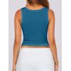 imageCaracilia Tank Top for Women Summer Square Neck Sleeveless Ribbed Fitted Crop Tops 2025 Basic Workout OutfitsLake Blue