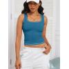 imageCaracilia Tank Top for Women Summer Square Neck Sleeveless Ribbed Fitted Crop Tops 2025 Basic Workout OutfitsLake Blue