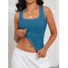 imageCaracilia Tank Top for Women Summer Square Neck Sleeveless Ribbed Fitted Crop Tops 2025 Basic Workout OutfitsLake Blue