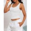 imageCaracilia Tank Top for Women Summer Square Neck Sleeveless Ribbed Fitted Crop Tops 2025 Basic Workout OutfitsLight Grey
