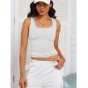 imageCaracilia Tank Top for Women Summer Square Neck Sleeveless Ribbed Fitted Crop Tops 2025 Basic Workout OutfitsLight Grey