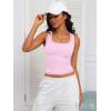 imageCaracilia Tank Top for Women Summer Square Neck Sleeveless Ribbed Fitted Crop Tops 2025 Basic Workout OutfitsLight Pink