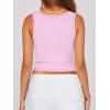 imageCaracilia Tank Top for Women Summer Square Neck Sleeveless Ribbed Fitted Crop Tops 2025 Basic Workout OutfitsLight Pink
