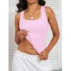 imageCaracilia Tank Top for Women Summer Square Neck Sleeveless Ribbed Fitted Crop Tops 2025 Basic Workout OutfitsLight Pink