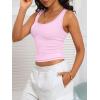 imageCaracilia Tank Top for Women Summer Square Neck Sleeveless Ribbed Fitted Crop Tops 2025 Basic Workout OutfitsLight Pink