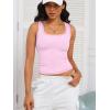 imageCaracilia Tank Top for Women Summer Square Neck Sleeveless Ribbed Fitted Crop Tops 2025 Basic Workout OutfitsLight Pink