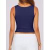 imageCaracilia Tank Top for Women Summer Square Neck Sleeveless Ribbed Fitted Crop Tops 2025 Basic Workout OutfitsNavy Blue
