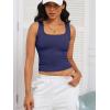 imageCaracilia Tank Top for Women Summer Square Neck Sleeveless Ribbed Fitted Crop Tops 2025 Basic Workout OutfitsNavy Blue