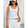 imageCaracilia Tank Top for Women Summer Square Neck Sleeveless Ribbed Fitted Crop Tops 2025 Basic Workout OutfitsSky Blue
