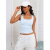 imageCaracilia Tank Top for Women Summer Square Neck Sleeveless Ribbed Fitted Crop Tops 2025 Basic Workout OutfitsSky Blue