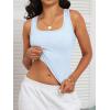 imageCaracilia Tank Top for Women Summer Square Neck Sleeveless Ribbed Fitted Crop Tops 2025 Basic Workout OutfitsSky Blue