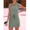 imageCaracilia Women Athletic Dress Tennis Active Workout Sleeveless Fitted Slit Summer Mini Golf Romper Dresses Built in ShortsArmy Green