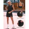 imageCaracilia Women Athletic Dress Tennis Active Workout Sleeveless Fitted Slit Summer Mini Golf Romper Dresses Built in ShortsBlack