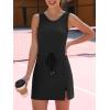 imageCaracilia Women Athletic Dress Tennis Active Workout Sleeveless Fitted Slit Summer Mini Golf Romper Dresses Built in ShortsBlack