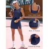 imageCaracilia Women Athletic Dress Tennis Active Workout Sleeveless Fitted Slit Summer Mini Golf Romper Dresses Built in ShortsDark Blue