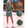 imageCaracilia Women Athletic Dress Tennis Active Workout Sleeveless Fitted Slit Summer Mini Golf Romper Dresses Built in ShortsDark Green