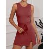 imageCaracilia Women Athletic Dress Tennis Active Workout Sleeveless Fitted Slit Summer Mini Golf Romper Dresses Built in ShortsDark Red