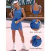 imageCaracilia Women Athletic Dress Tennis Active Workout Sleeveless Fitted Slit Summer Mini Golf Romper Dresses Built in ShortsDeep Blue