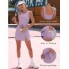 imageCaracilia Women Athletic Dress Tennis Active Workout Sleeveless Fitted Slit Summer Mini Golf Romper Dresses Built in ShortsGray Purple