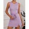 imageCaracilia Women Athletic Dress Tennis Active Workout Sleeveless Fitted Slit Summer Mini Golf Romper Dresses Built in ShortsGray Purple